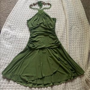 Green halter top dress